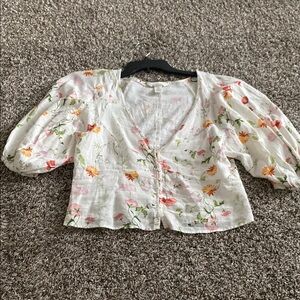 Floral White Blouse